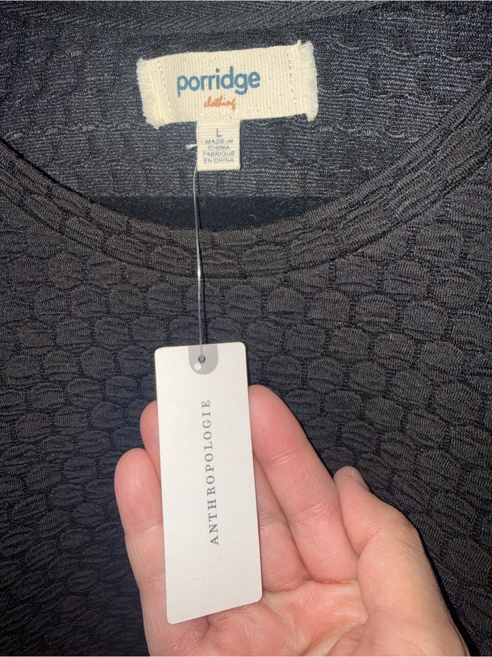 NEW Anthropologie Porridge Puff-Sleeve Polka Dot Black Knit Top - Picture 7 of 12
